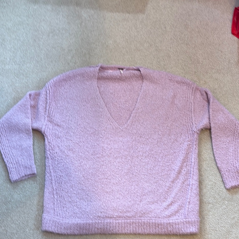 Free People Purple V-Neck Sweater